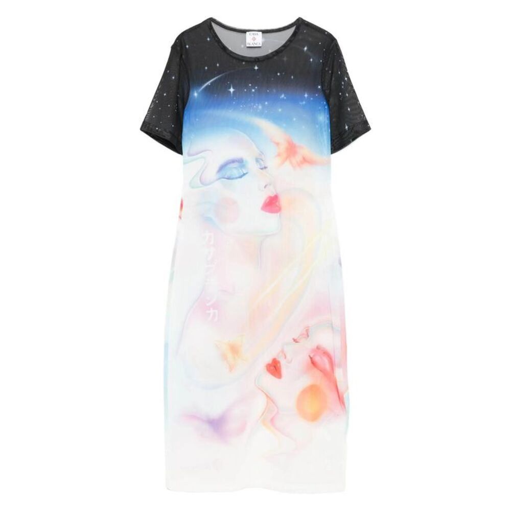 CASABLANCA Women's Abstract Print V-Neck Sleeveless Mini Dress Women BLUE